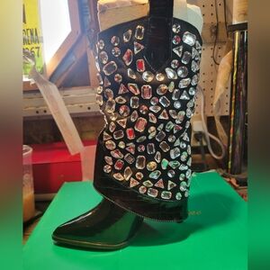 Lauren Lorraine NIB Black Hanah Embellished Boots Size 7.5 Womans